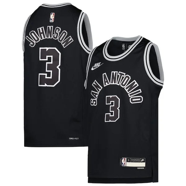 Duraturo Keldon Johnson San Antonio Spurs Nike Youth 2022/23 Swingman Jersey Classic Edition Black per i Fan Veri