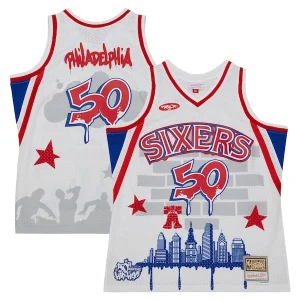 Classico Stupendo Raffinato Philadelphia 76ers x Tats Cru Hardwood Classics Fashion Jersey White per i Fan Veri