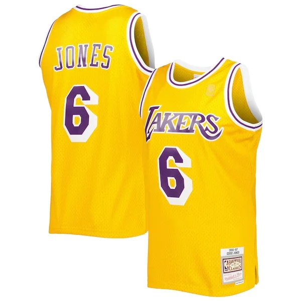 Carino Eddie Jones Los Angeles Lakers 1996/97 Hardwood Classics Swingman Jersey Gold per i Fan Veri