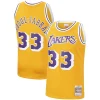 Splendido Magnifico Kareem Abdul Jabbar Los Angeles Lakers Hardwood Classics Swingman Jersey Gold/Purple per i Fan Veri