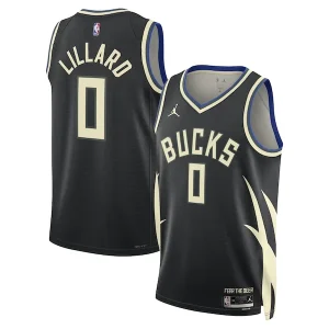 Gorgeous Meraviglioso Attraente Damian Lillard Milwaukee Bucks Jordan Brand Unisex Swingman Player Jersey Statement Edition Black per i Fan Veri