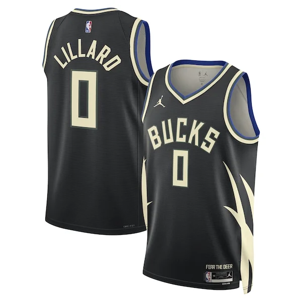 Gorgeous Meraviglioso Attraente Damian Lillard Milwaukee Bucks Jordan Brand Unisex Swingman Player Jersey Statement Edition Black per i Fan Veri