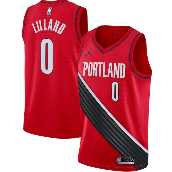 Lussuoso Splendido Trendy Damian Lillard Portland Trail Blazers Jordan Brand 2020/21 Swingman Jersey Statement Edition Red per i Fan Veri