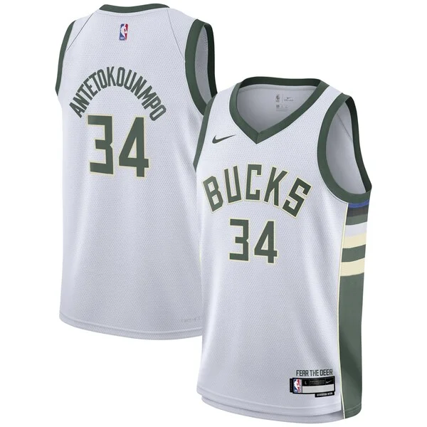 Eccezionale Giannis Antetokounmpo Milwaukee Bucks Nike Youth Swingman Jersey Association Edition White per i Fan Veri
