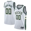 Incantevole Milwaukee Bucks Nike Unisex Swingman Custom Jersey White Association Edition per i Fan Veri