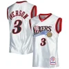 Meraviglioso Allen Iverson Philadelphia 76ers 2000/01 Hardwood Classics 75th Anniversary Swingman Jersey Platinum per i Fan Veri