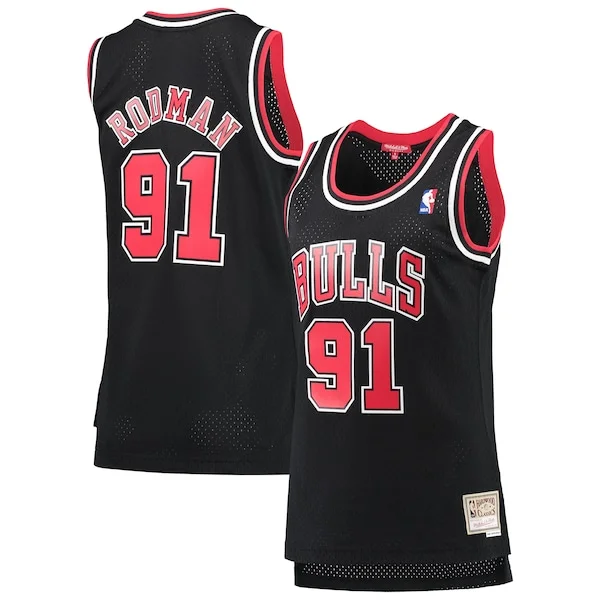 Pratico Dennis Rodman Chicago Bulls Women's Hardwood Classics Swingman Jersey Black per i Fan Veri