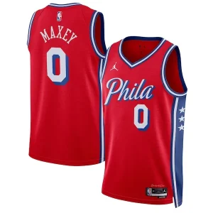 Elegante Sofisticato Tyrese Maxey Philadelphia 76ers Jordan Brand Unisex Swingman Jersey Statement Edition Red per i Fan Veri