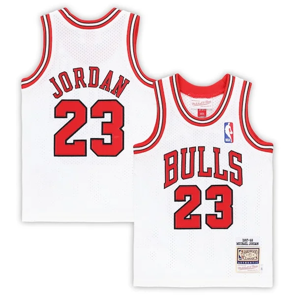 Robusto Michael Jordan Chicago Bulls Toddler 1997/98 Hardwood Classics Authentic Jersey White/Black/Red per i Fan Veri
