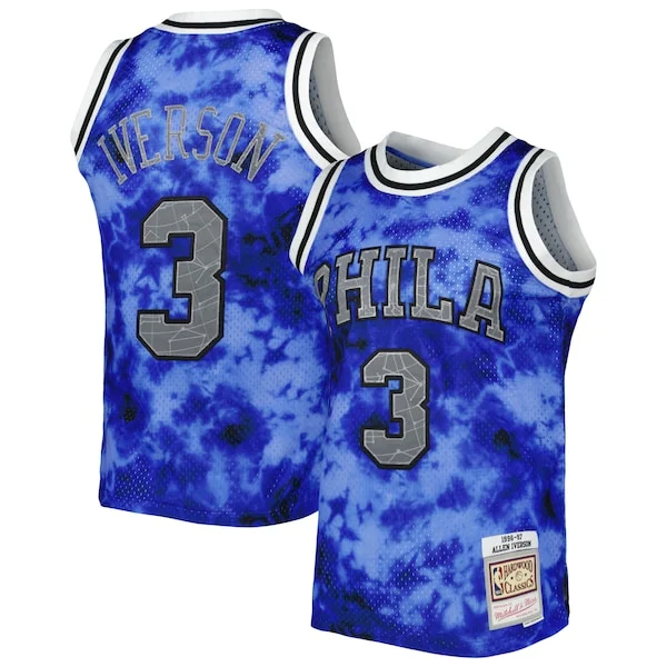 Lussuoso Allen Iverson Philadelphia 76ers 1996/97 Galaxy Swingman Jersey Royal per i Fan Veri