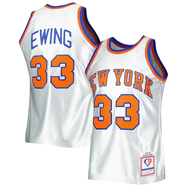 Sofisticato Carino Patrick Ewing New York Knicks 1985/86 Hardwood Classics 75th Anniversary Swingman Jersey Platinum per i Fan Veri