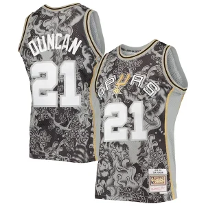 Meraviglioso Tim Duncan San Antonio Spurs Hardwood Classics 1998/99 Lunar New Year Swingman Jersey Black per i Fan Veri