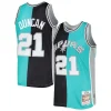 Lussuoso Carino Magnifico Tim Duncan San Antonio Spurs Hardwood Classics 1998/99 Split Swingman Jersey Black/Teal per i Fan Veri