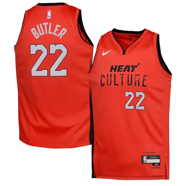 Accattivante Gorgeous Jimmy Butler Miami Heat Nike Youth 2024/25 Swingman Player Jersey City Edition Red per i Fan Veri
