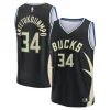 Cool Raffinato Giannis Antetokounmpo Milwaukee Bucks Fast Break Replica Player Jersey Statement Edition Black per i Fan Veri