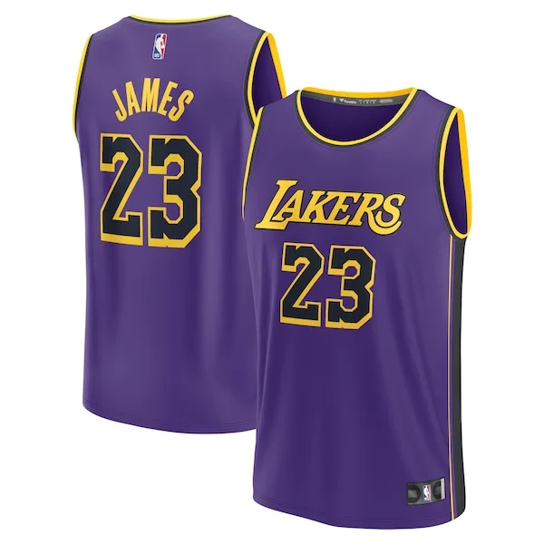 Bellissimo Moderno LeBron James Los Angeles Lakers Youth Fast Break Replica Player Jersey Statement Edition Purple per i Fan Veri