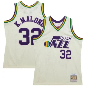 Eccezionale Karl Malone Utah Jazz Chainstitch Swingman Jersey Cream per i Fan Veri