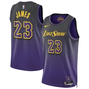 Delizioso Versatile Comodo LeBron James Los Angeles Lakers Nike Unisex 2024/25 Swingman Player Jersey City Edition Purple per i Fan Veri