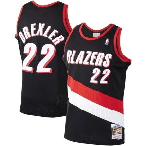 Pratico Ottimo Robusto Clyde Drexler Portland Trail Blazers 1991/92 Hardwood Classics Swingman Jersey Black per i Fan Veri