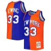 Delizioso Patrick Ewing New York Knicks Hardwood Classics 1991/92 Split Swingman Jersey Blue/Orange per i Fan Veri