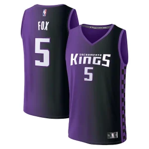 Splendido Elegante De'Aaron Fox Sacramento Kings Fast Break Replica Player Jersey Statement Edition Purple per i Fan Veri