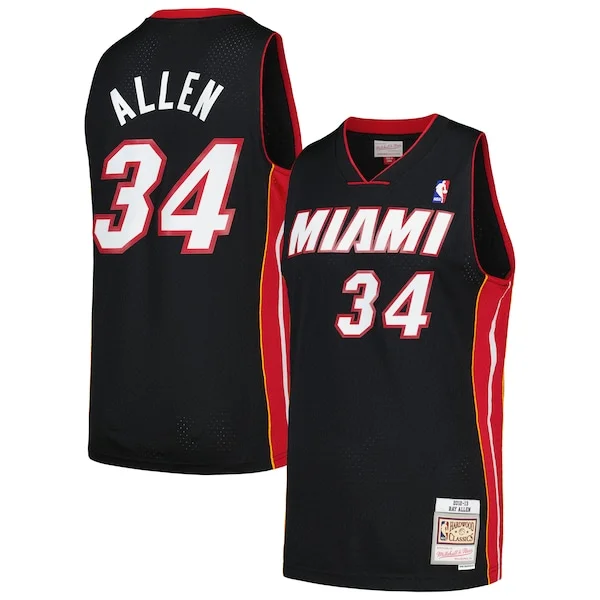 Duraturo Ray Allen Miami Heat 2012/13 Hardwood Classics Swingman Jersey Black per i Fan Veri