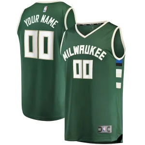 Pratico Milwaukee Bucks Youth Fast Break Custom Replica Jersey Hunter Green Icon Edition per i Fan Veri