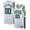Magnifico Stupendo Eccezionale Milwaukee Bucks Nike 2021/22 Swingman Custom Jersey City Edition White per i Fan Veri