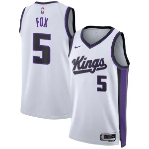 Stupendo De'Aaron Fox Sacramento Kings Nike Unisex Swingman Jersey Association Edition White/Black per i Fan Veri