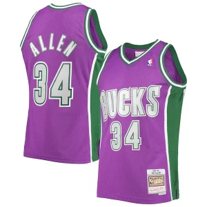 Trendy Meraviglioso Lussuoso Ray Allen Milwaukee Bucks 2001/02 Hardwood Classics Swingman Jersey Purple per i Fan Veri