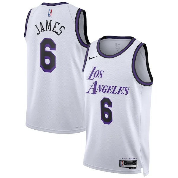 Resistente Incantevole LeBron James Los Angeles Lakers Nike Unisex 2022/23 Swingman Jersey City Edition White per i Fan Veri