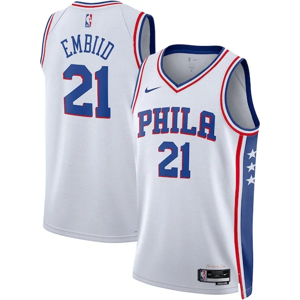 Gorgeous Trendy Joel Embiid Philadelphia 76ers Nike Unisex Swingman Jersey Association Edition White/Royal per i Fan Veri