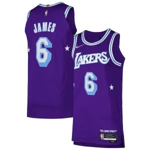 Trendy Cool Stupendo LeBron James Los Angeles Lakers Nike Authentic Player Jersey City Edition Purple per i Fan Veri