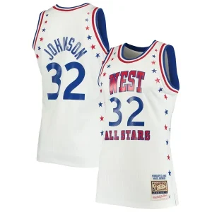 Fantastico Ottimo Magic Johnson Los Angeles Lakers 1983 NBA All Star Game Hardwood Classics Authentic Jersey White  per i Fan Veri