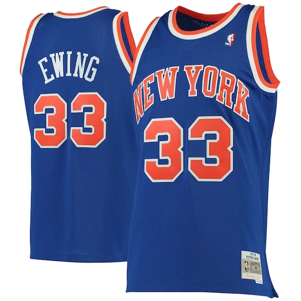 Accattivante Moderno Patrick Ewing New York Knicks 1991/92 Hardwood Classics Swingman Jersey Blue per i Fan Veri