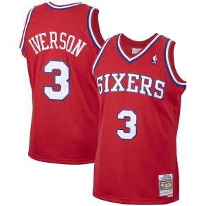 Gorgeous Incantevole Allen Iverson Philadelphia 76ers 2001/02 Hardwood Classics Swingman Jersey Red per i Fan Veri