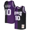 Elegante Eccezionale Trendy Mike Bibby Sacramento Kings Hardwood Classics 2001/02 Split Swingman Jersey Purple/Black per i Fan Veri