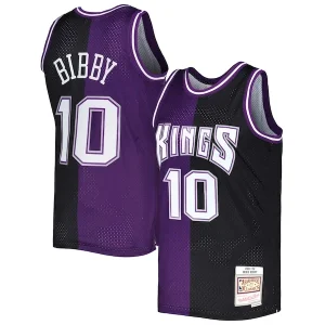 Elegante Eccezionale Trendy Mike Bibby Sacramento Kings Hardwood Classics 2001/02 Split Swingman Jersey Purple/Black per i Fan Veri