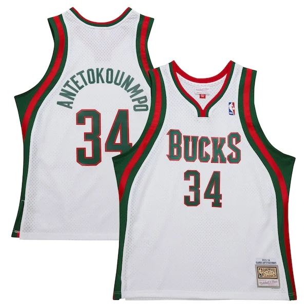 Cool Incantevole Lussuoso Giannis Antetokounmpo Milwaukee Bucks 2013/14 Hardwood Classics Swingman Jersey White per i Fan Veri