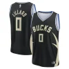 Fantastico Fascinante Classico Damian Lillard Milwaukee Bucks Youth Fast Break Replica Player Jersey Statement Edition Black per i Fan Veri