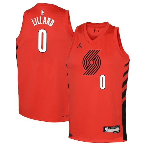 Versatile Raffinato Stupendo Damian Lillard Portland Trail Blazers Jordan Brand Youth Swingman Jersey Statement Edition Red per i Fan Veri