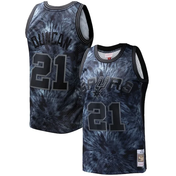 Bellissimo Incantevole Tim Duncan San Antonio Spurs Hardwood Classics 1998/99 Tie Dye Swingman Jersey Black per i Fan Veri