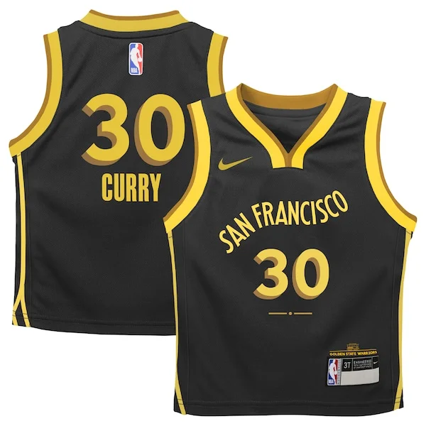 Robusto Accattivante Stephen Curry Golden State Warriors Nike Toddler Swingman Replica Jersey City Edition Black per i Fan Veri