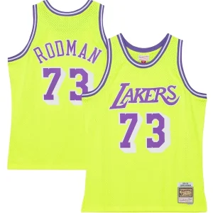 Attraente Cool Raffinato Dennis Rodman Los Angeles Lakers Hardwood Classics 1998/99 Tropical Swingman Jersey Neon Yellow per i Fan Veri