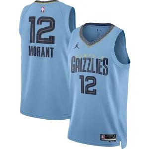 Elegante Comodo Ja Morant Memphis Grizzlies Jordan Brand Unisex Swingman Jersey Statement Edition Light Blue per i Fan Veri