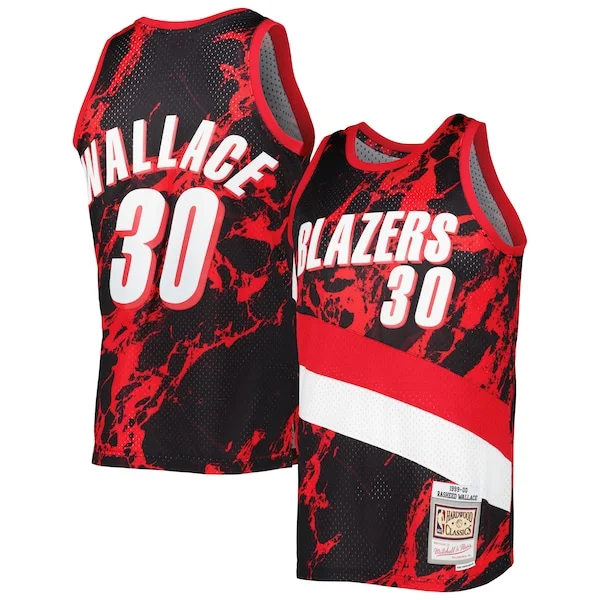 Raffinato Resistente Rasheed Wallace Portland Trail Blazers 1999/00 Hardwood Classics Marble Swingman Jersey Black per i Fan Veri