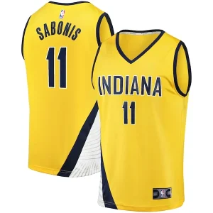 Fantastico Stupendo Incantevole Domantas Sabonis Indiana Pacers Fast Break Replica Jersey Statement Edition Gold per i Fan Veri