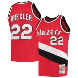Raffinato Clyde Drexler Portland Trail Blazers 1983/84 Hardwood Classics Swingman Jersey Red per i Fan Veri