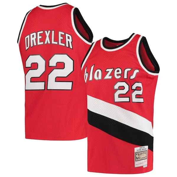 Raffinato Clyde Drexler Portland Trail Blazers 1983/84 Hardwood Classics Swingman Jersey Red per i Fan Veri