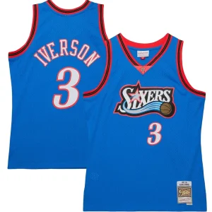 Magnifico Fascinante Allen Iverson Philadelphia 76ers Hardwood Classics 1997/98 Tropical Swingman Jersey Royal per i Fan Veri